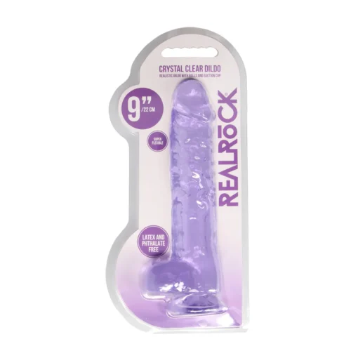 REA093PUR_1_1 RealRock Crystal Clear Dildo 9''