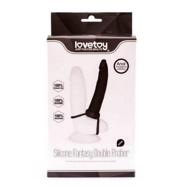 Strap-on s prstenima, 14x3,5cm - Silicone Fantasy Double Prober